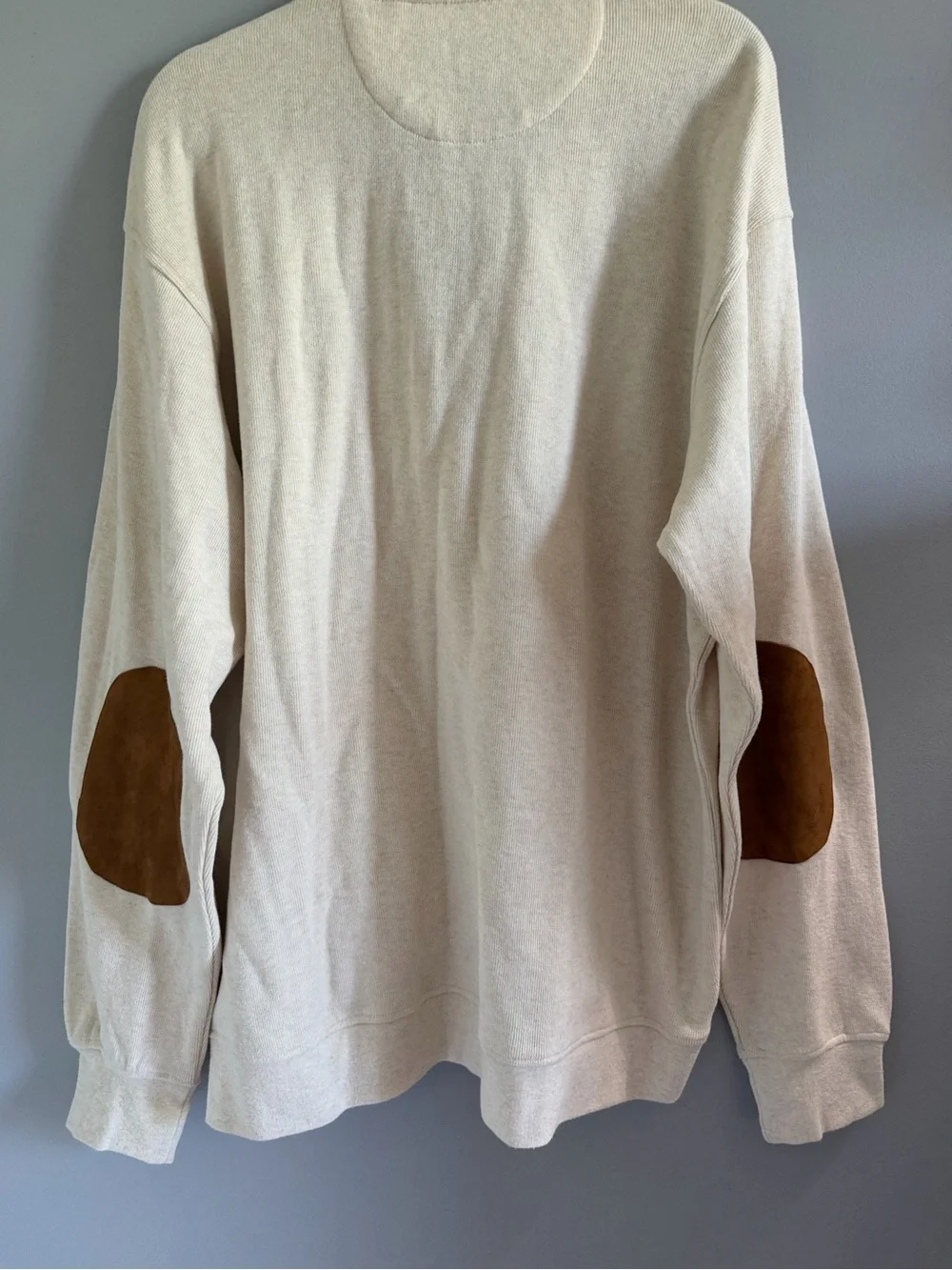 Orvis 1856 Quarter Zip Sweatshirt Cream Suede Elbow Patch XL NWT